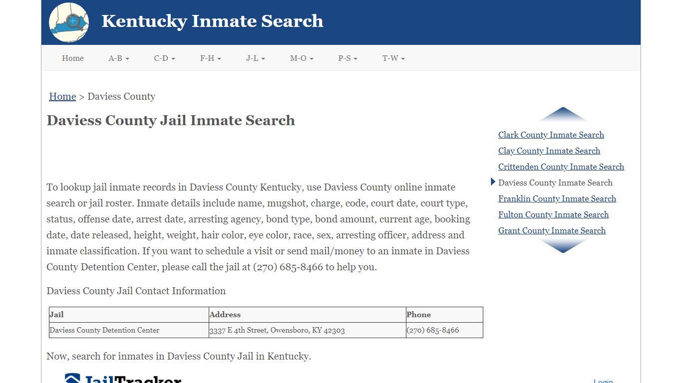 Daviess County KY Jail Inmate Search