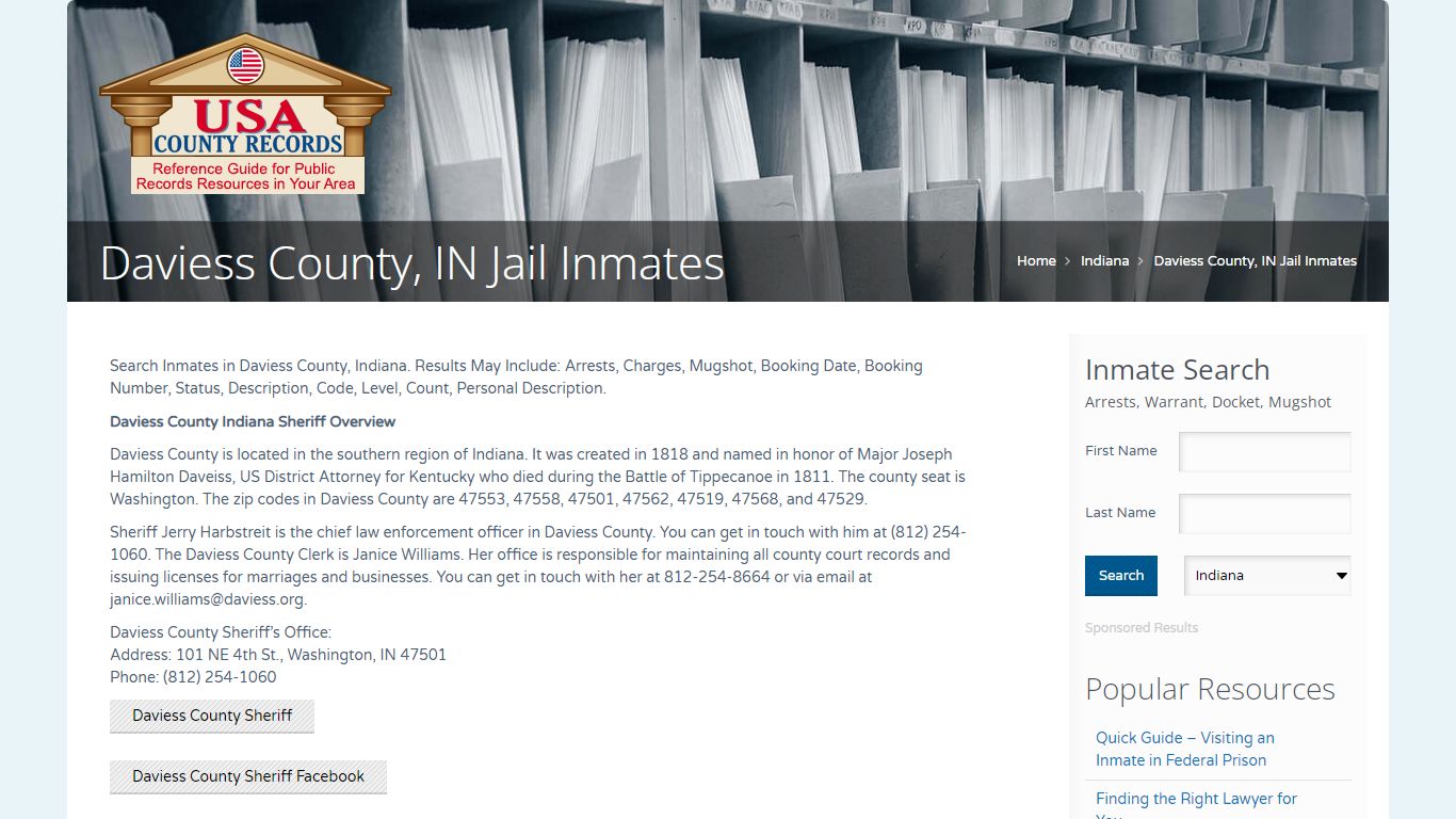 Daviess County, IN Jail Inmates | Name Search